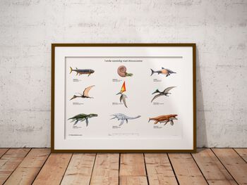 Plakat med forhistoriske dyr som levde samtidig som dinosaurene.