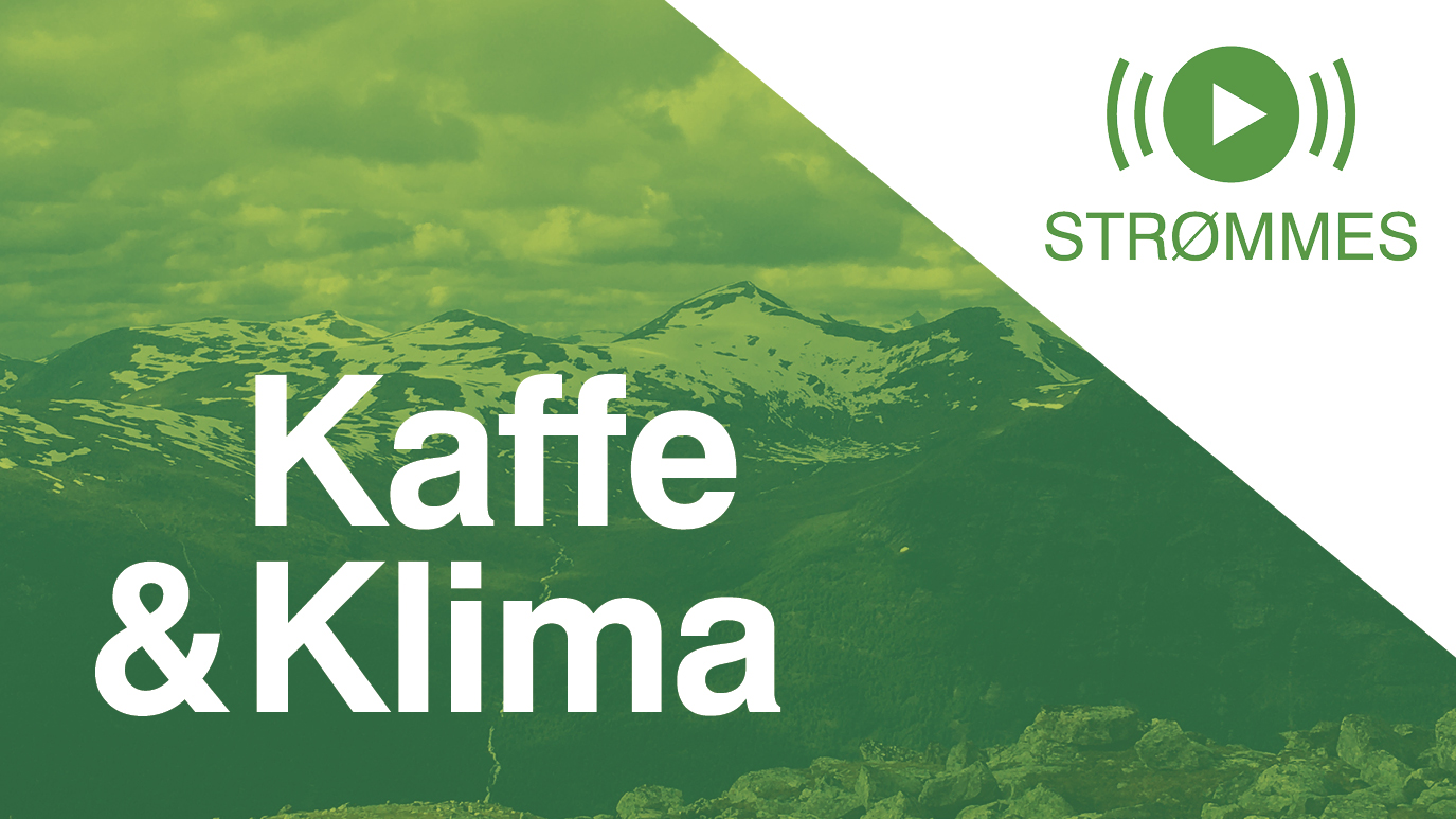 Logo for Kaffe & Klima med Rondane som bakgrunn.