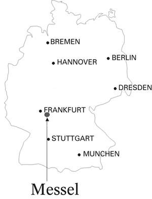 Kart over Tyskland med Messel markert