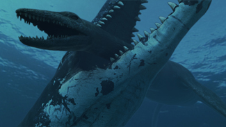 Pliosaur angriper plesiosaur